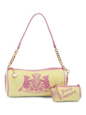 JUICY COUTURE Velour Choose Scottie Dogs Embroidered Barrel Style Handbag